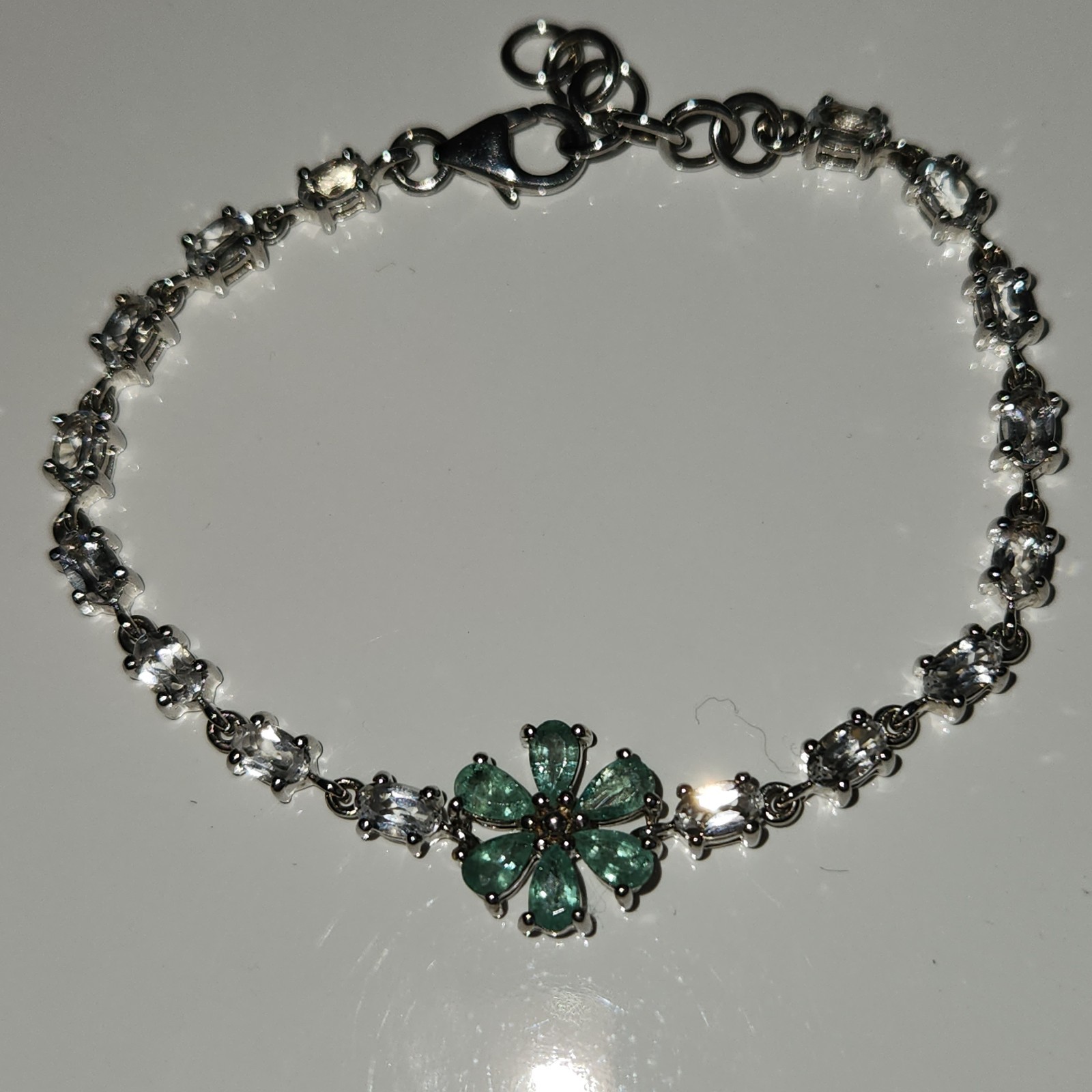 Zambian Emerald Bracelet with White Topaz in Sterling Silver 6.69cts