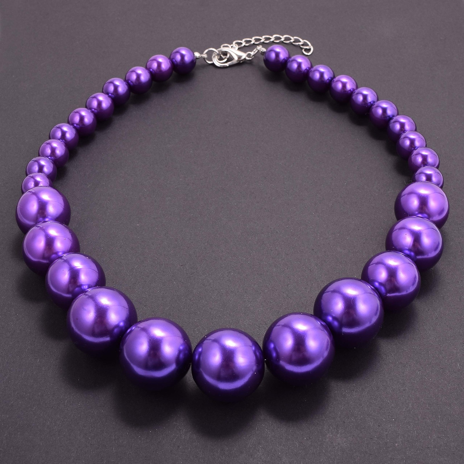 Women Big Faux Pearl Necklace Bracelet and Earrings Set Large Pearl Jewelry