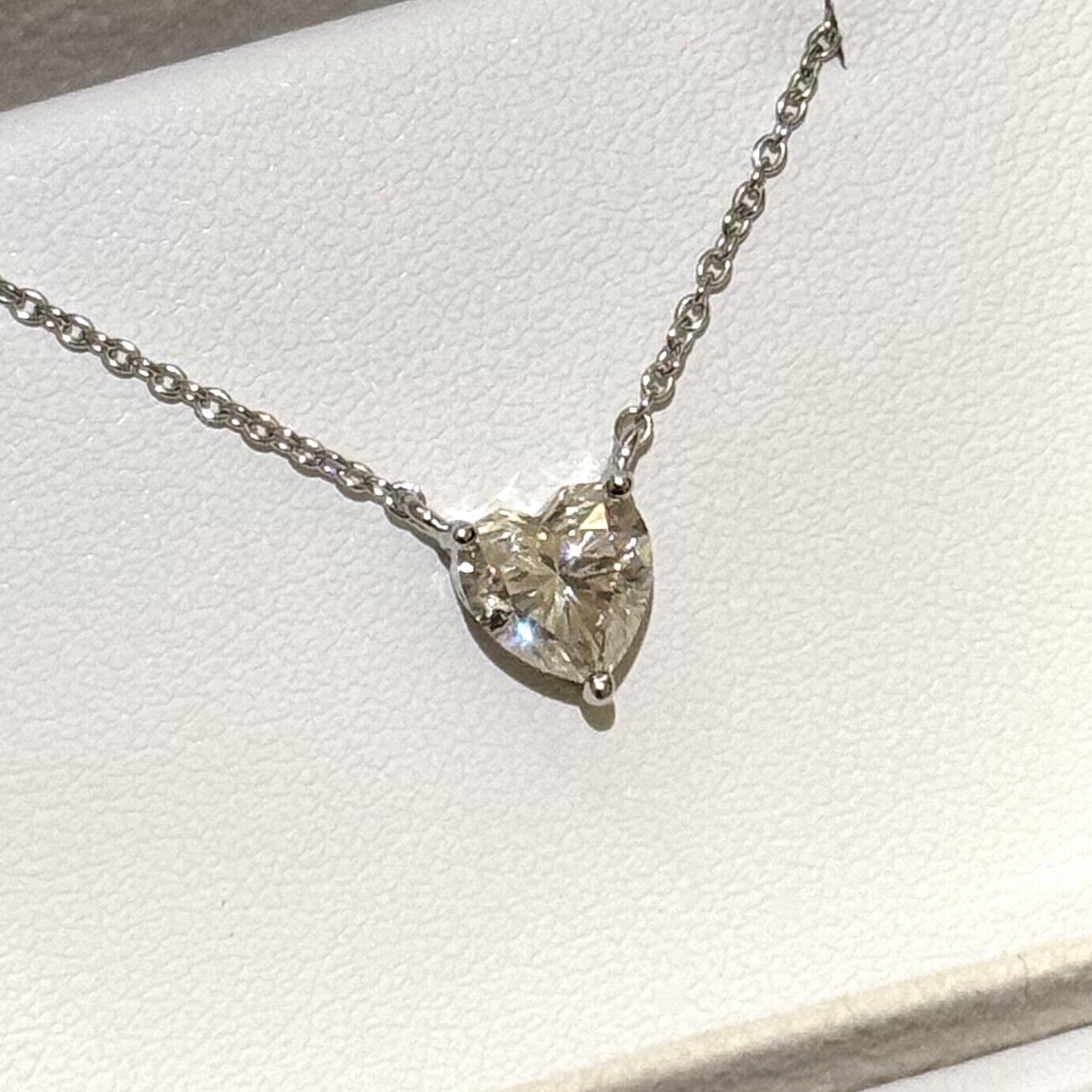 1 – 2 Carat Moissanite Heart Cut Solitaire Necklace – 925 Silver or 14k Gold
