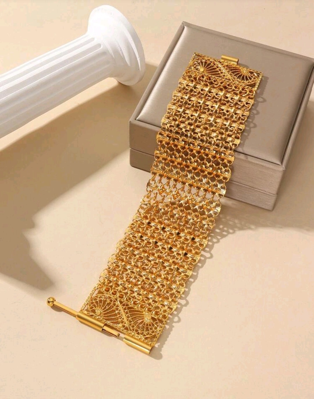 18K Gold Plated Bracelet Bangle Cuff chain round