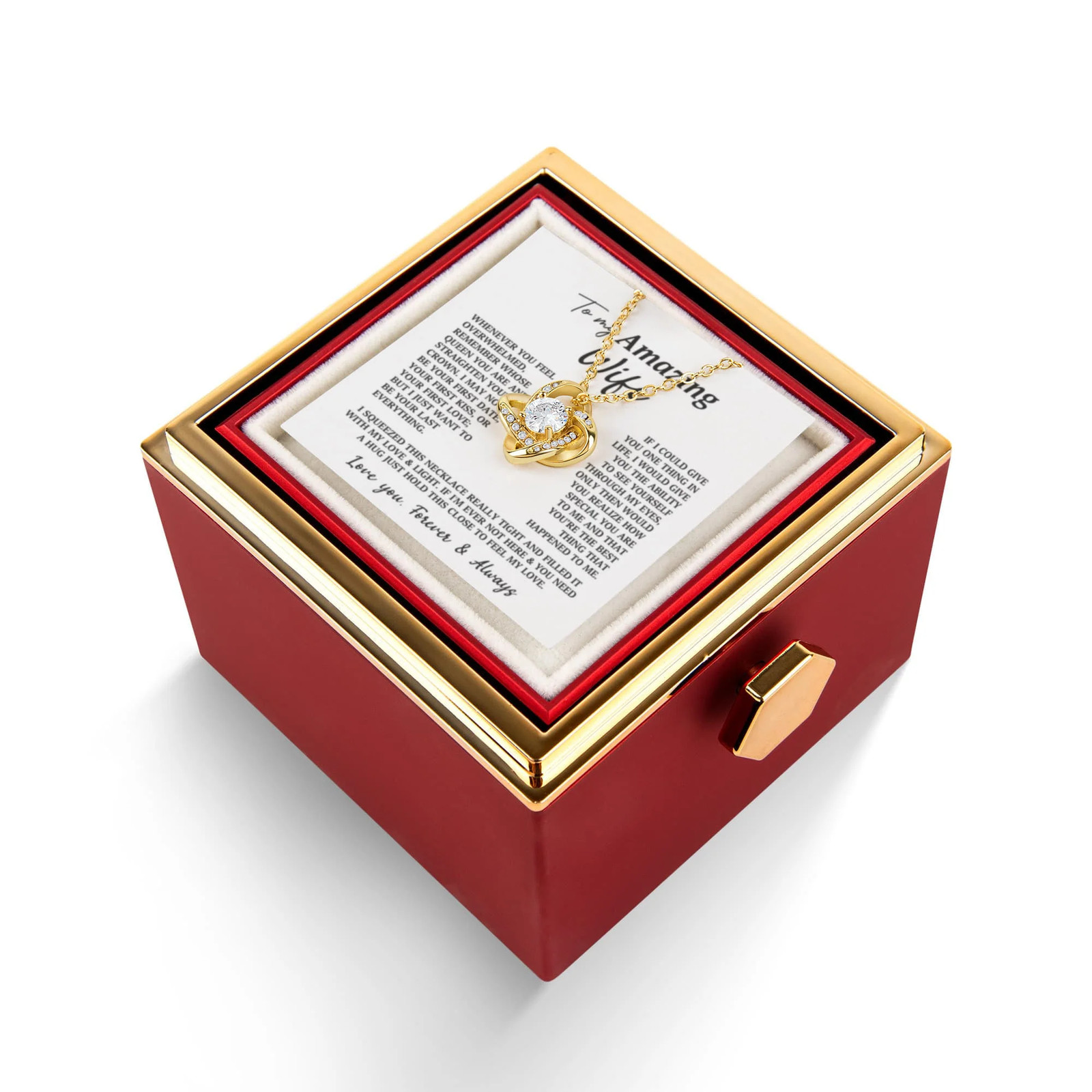To My Amazing Wife Rotating Rose & Necklace Gift Set