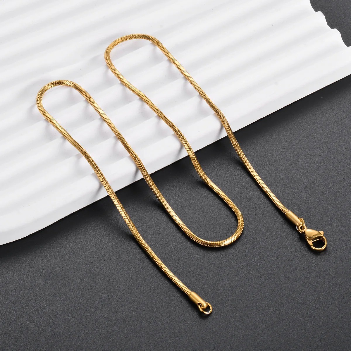 Stainless Steel Round Snake Chain Necklace 40-60cm Unisex Jewelry Gift