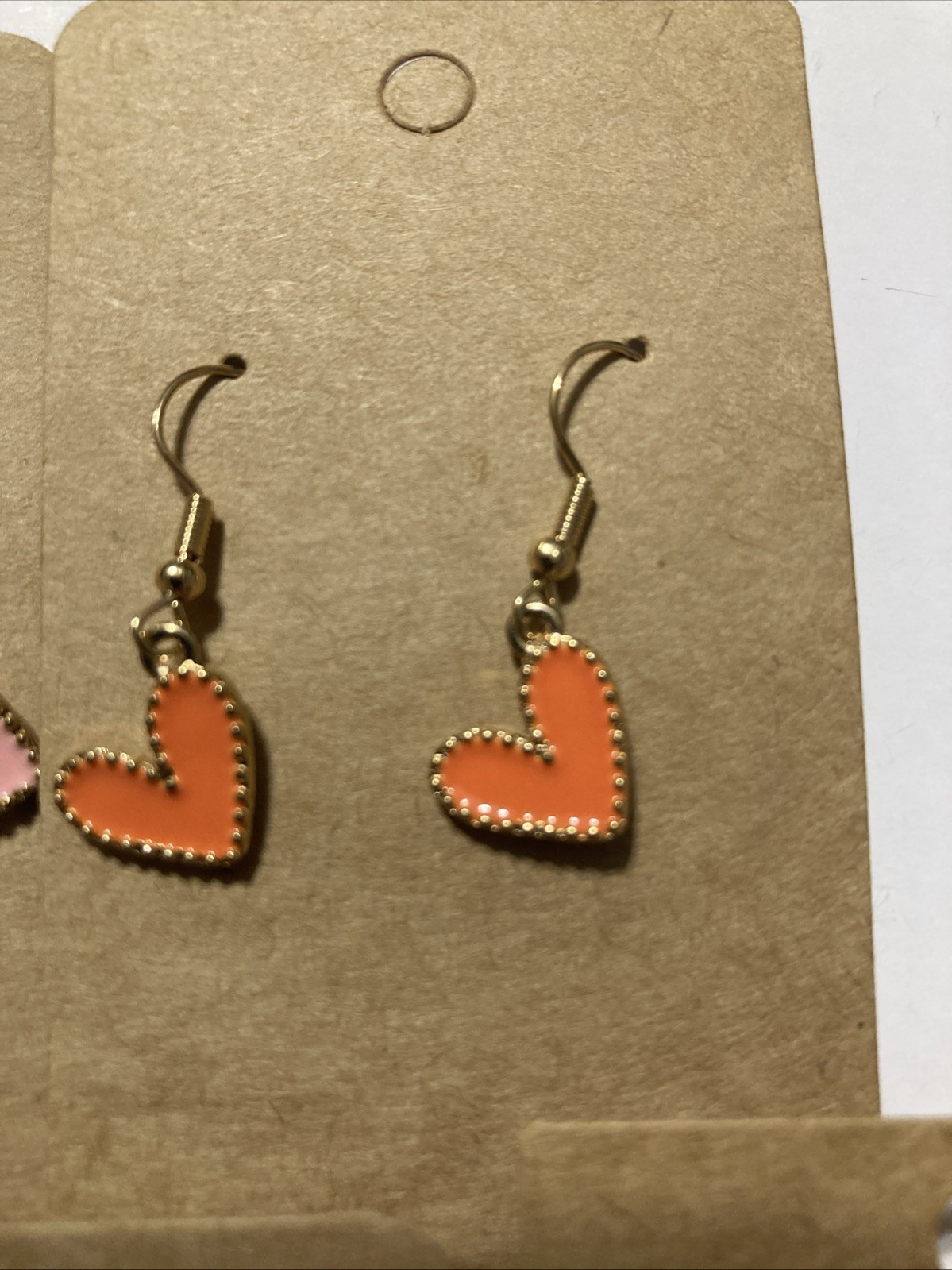 Buyer’s Choice Heart Dangle Earrings Pink Blue Purple Orange Gold Tone Pierced