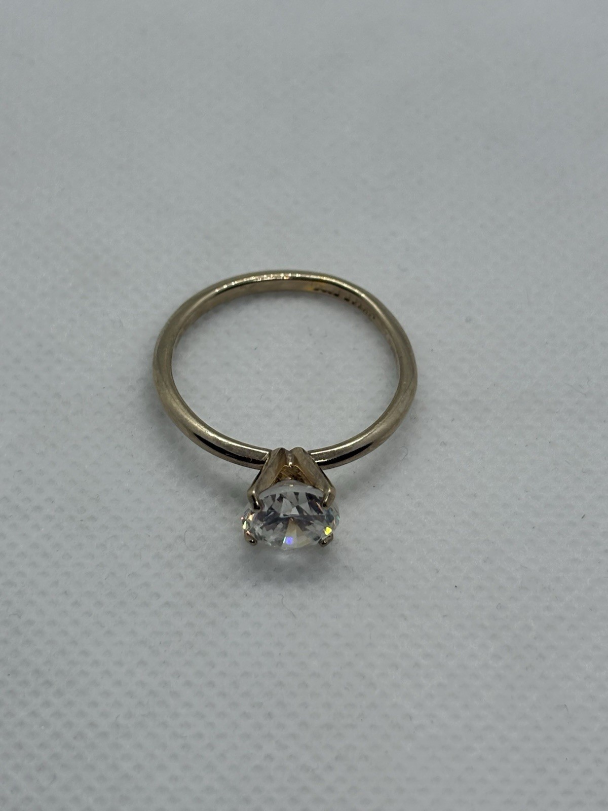 Vintage ESPO Simulated Diamond Ring 14K Gold Electro Plated Solitaire Size 10