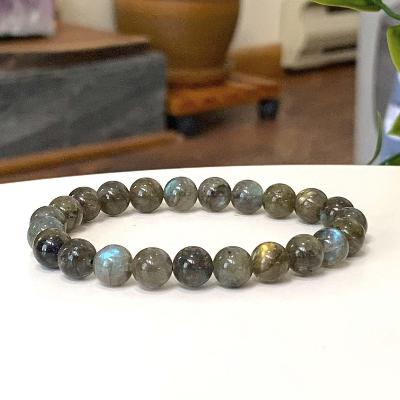 8mm Labradorite Stretch Bracelet Healing Energy Grounding Men Women Crystal Gift
