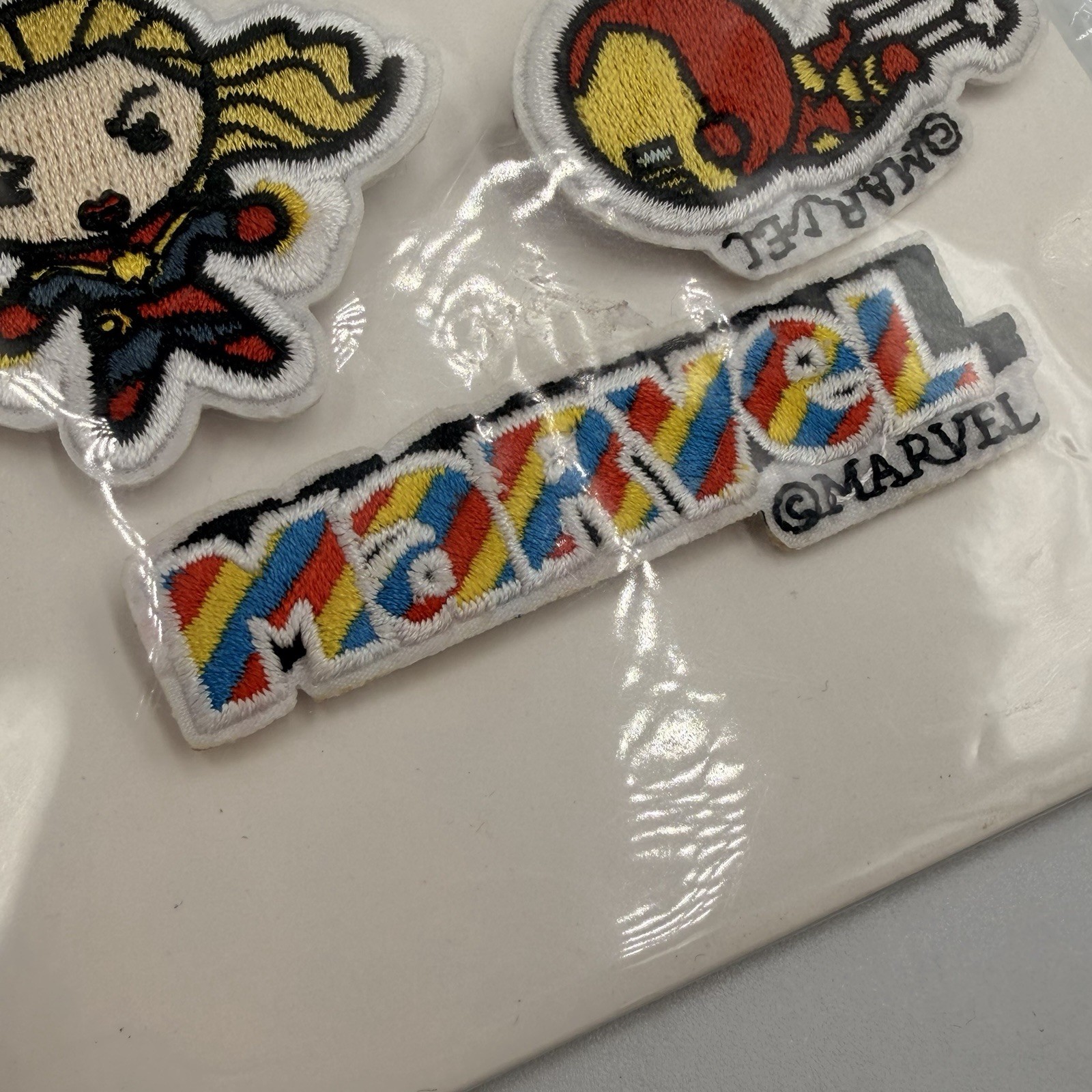 Marvel Kawaii Embroidered Pin Patch Set Captain Marvel Iron Man Logo 3pc Miniso