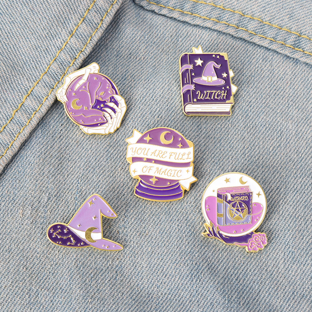 Cartoon Enamel Brooch Pin Halloween Ghost Moon Phase Collar Badge Corsage Gift