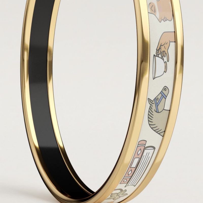 Hermes Narrow bangle in Tea for Two enamel New XS SIZE 62