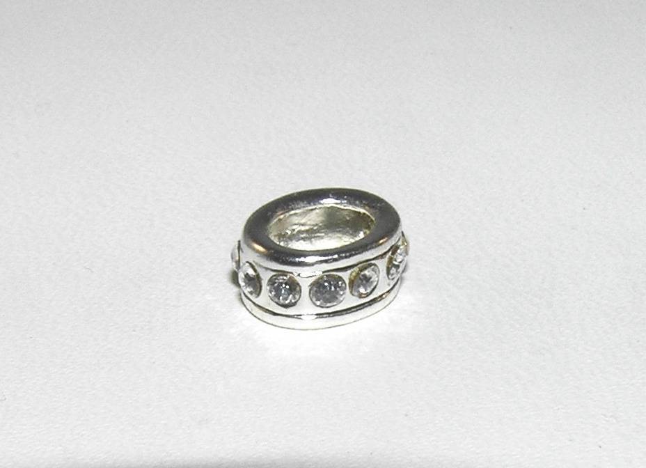 DaVinci Clear White Ring Sparkly Bead Silver Plated Charm