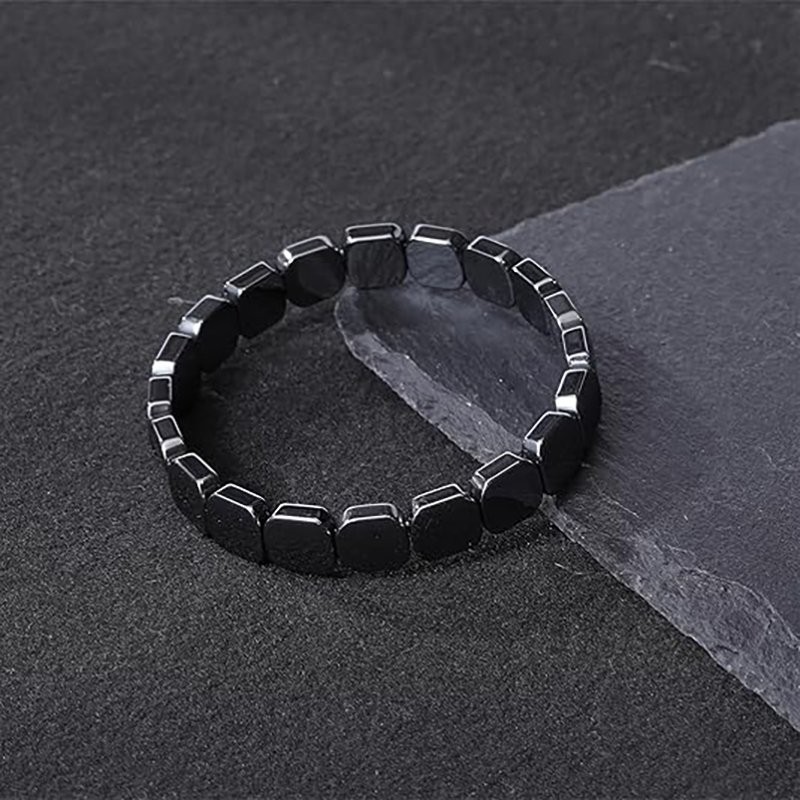 2Pcs Hematite Bracelet for Men Natural Black Energy Healing Reiki Bracelet Gift