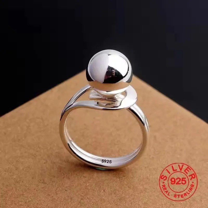 VENTFILLE 925 Sterling Silve Flower Ring for Women Gift Hollow Out Design Retro.