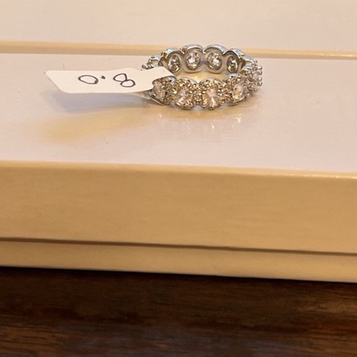 Size 8 Diamond CZ Silver Tone Eternity Band No Mark
