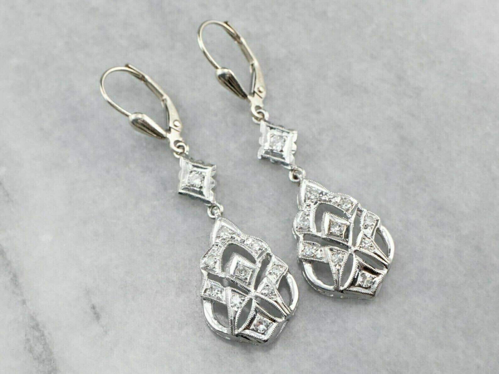 1.50Ct Round Cut Simulated Diamond Drop/Dangle Earring In 14k White Gold Plated