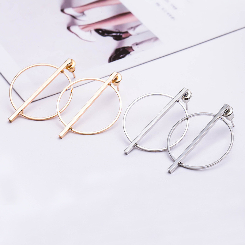 Women’s Fashion Jewelry Gold & Silver Color Circle Geometric Stud Earrings 56-8