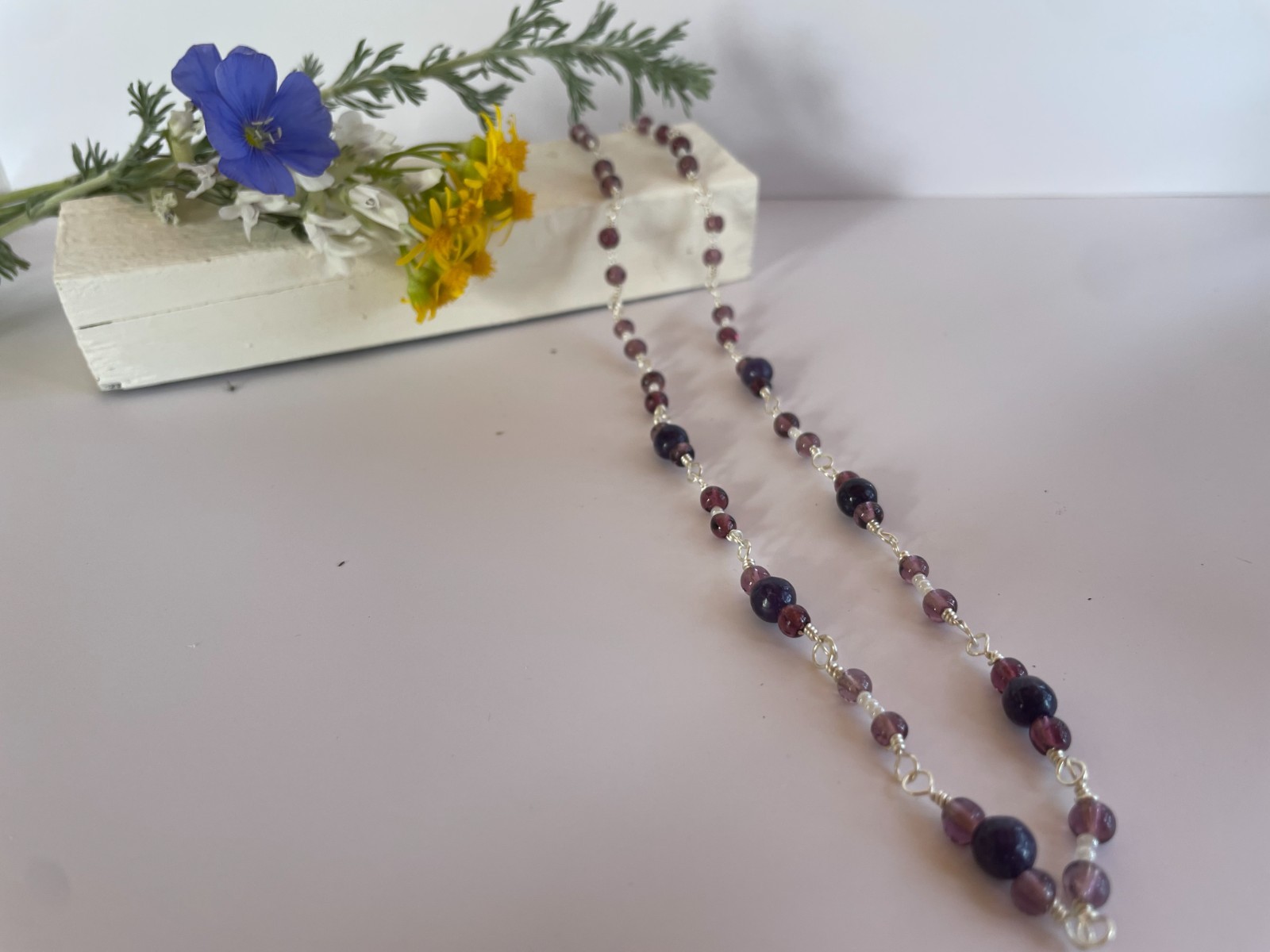 Dark Purple Glass Beaded Necklace – All proceeds donated to wild animal rescue