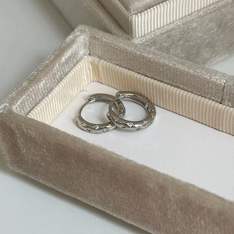 925 Silver Starburst Huggie Earrings Star Hoop Earrings Celestial Earrings 034