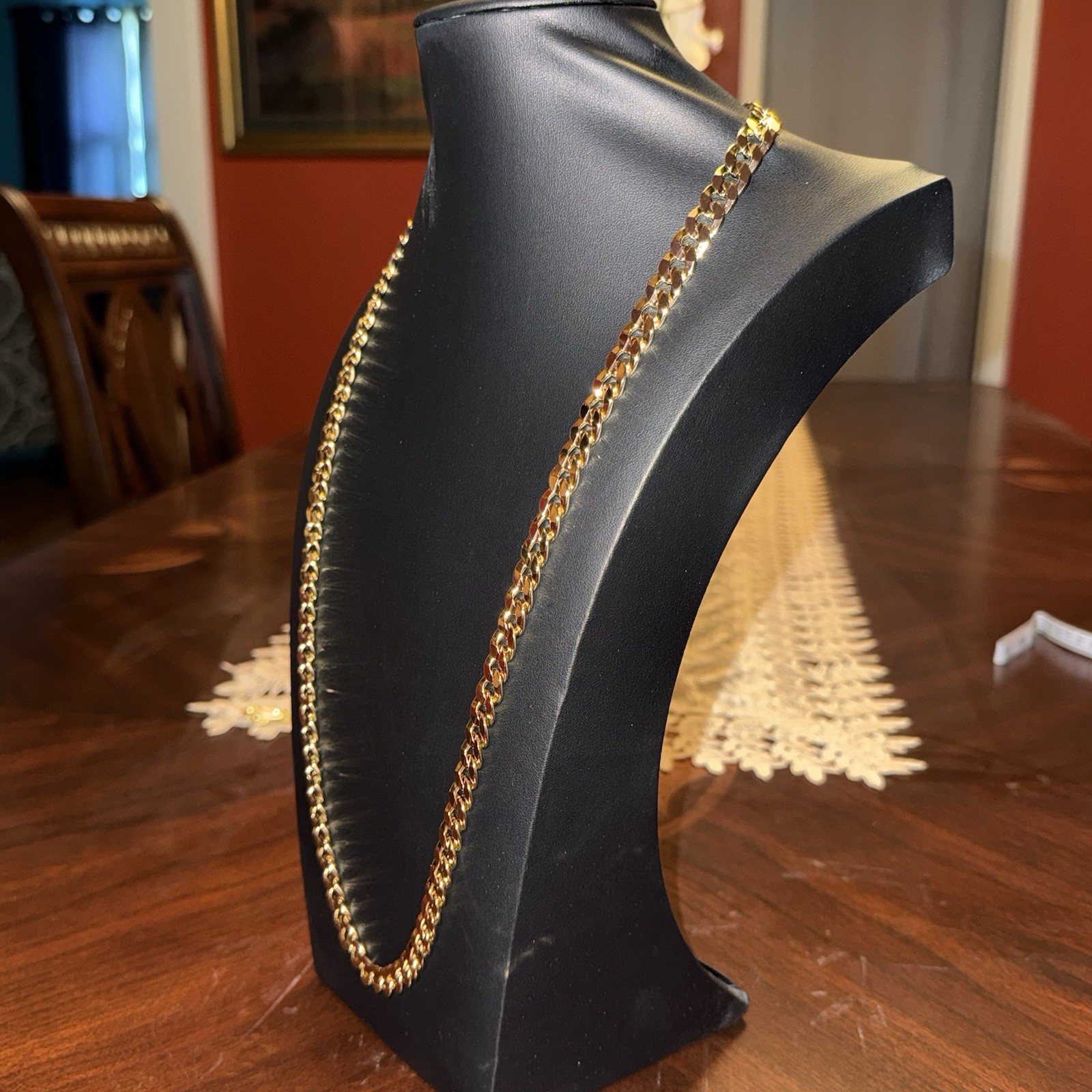 New 30 inch Stamped 14Kt Gold Plated Concave Cuban Link Chain w/ Lobster Clasp