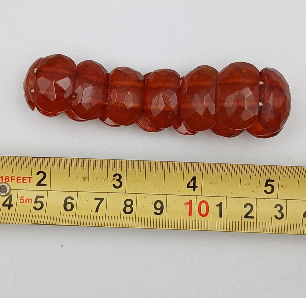 Vintage Baltic Amber Faceted Bead Stretch Panel Bracelet 7-7.5″