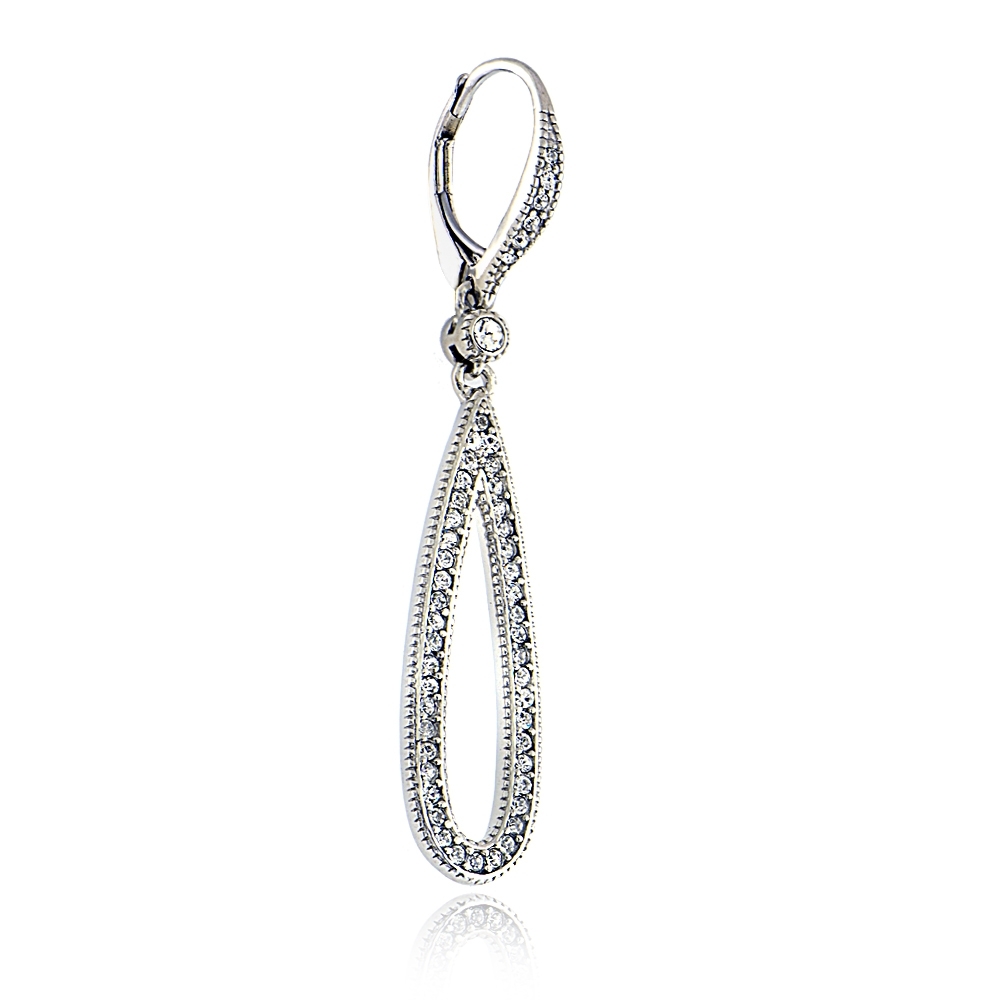 European Crystal Teardrop Leverback Dangle Earrings