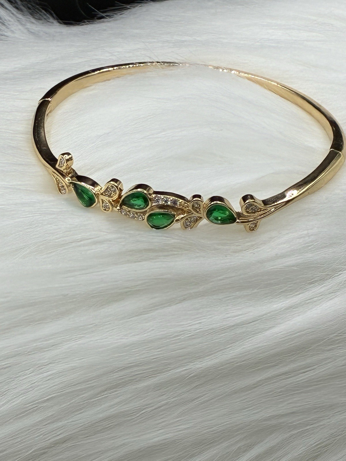 Gold Plated Cuff Bangle Bracelet Cubic Zirconia Women Any Occasion Fancy Elegant