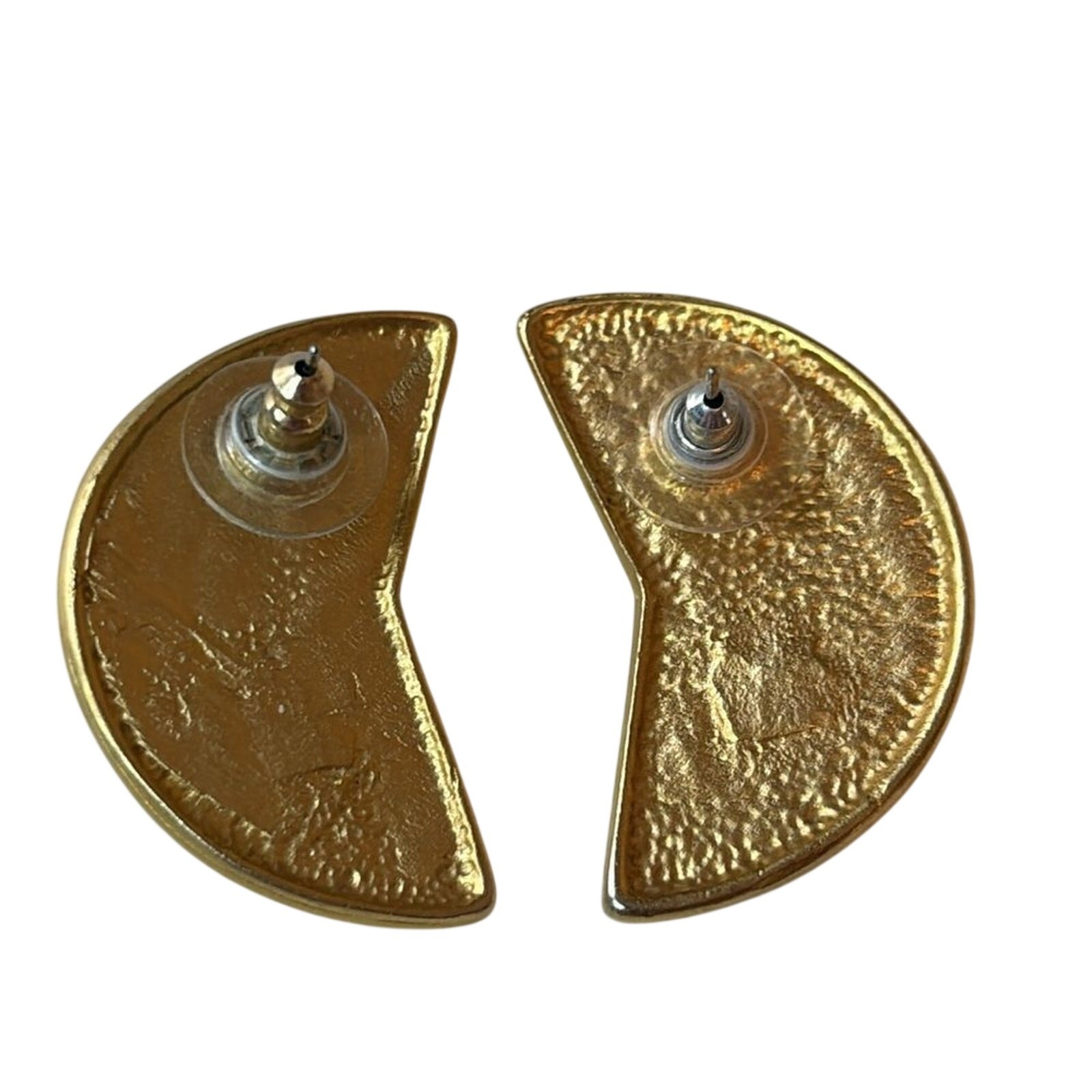 Retro Abstract Enamel Earrings Black Gold Tone Art Deco Style