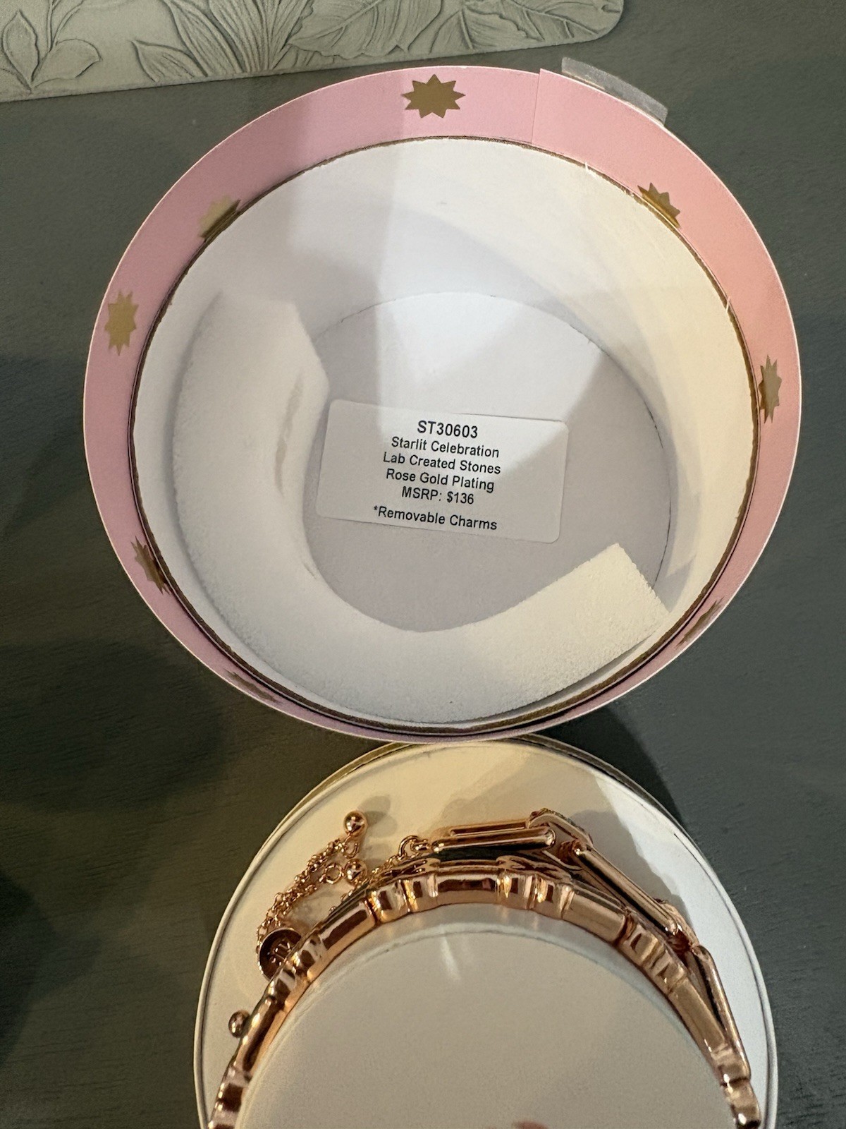 Rose Gold Plated Bangle Charm Bracelet Removable Star Dangle Charms ST30603