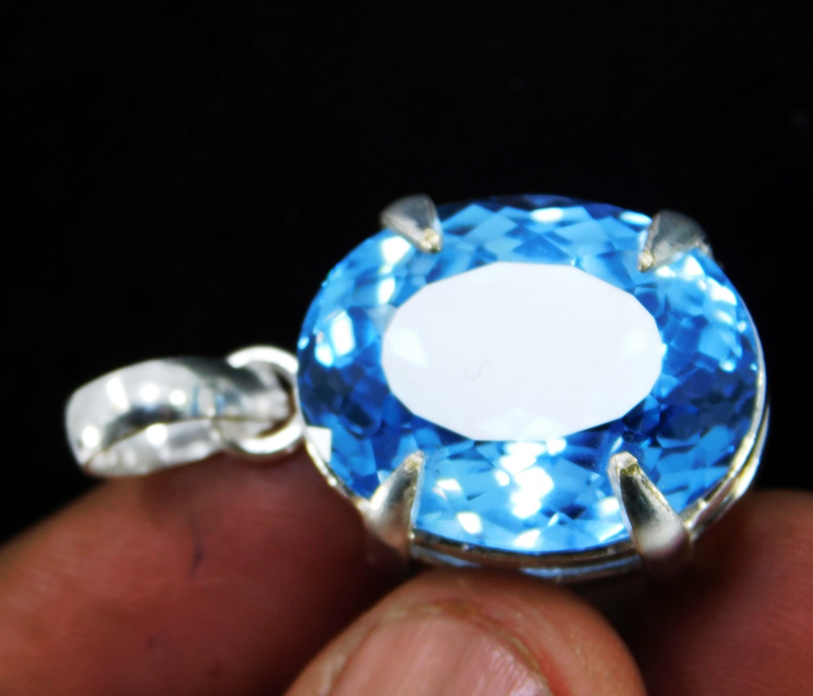 Natural 55.30 CT Certified Blue Sapphire Loose Gemstone Pendant 925 Solid Silver