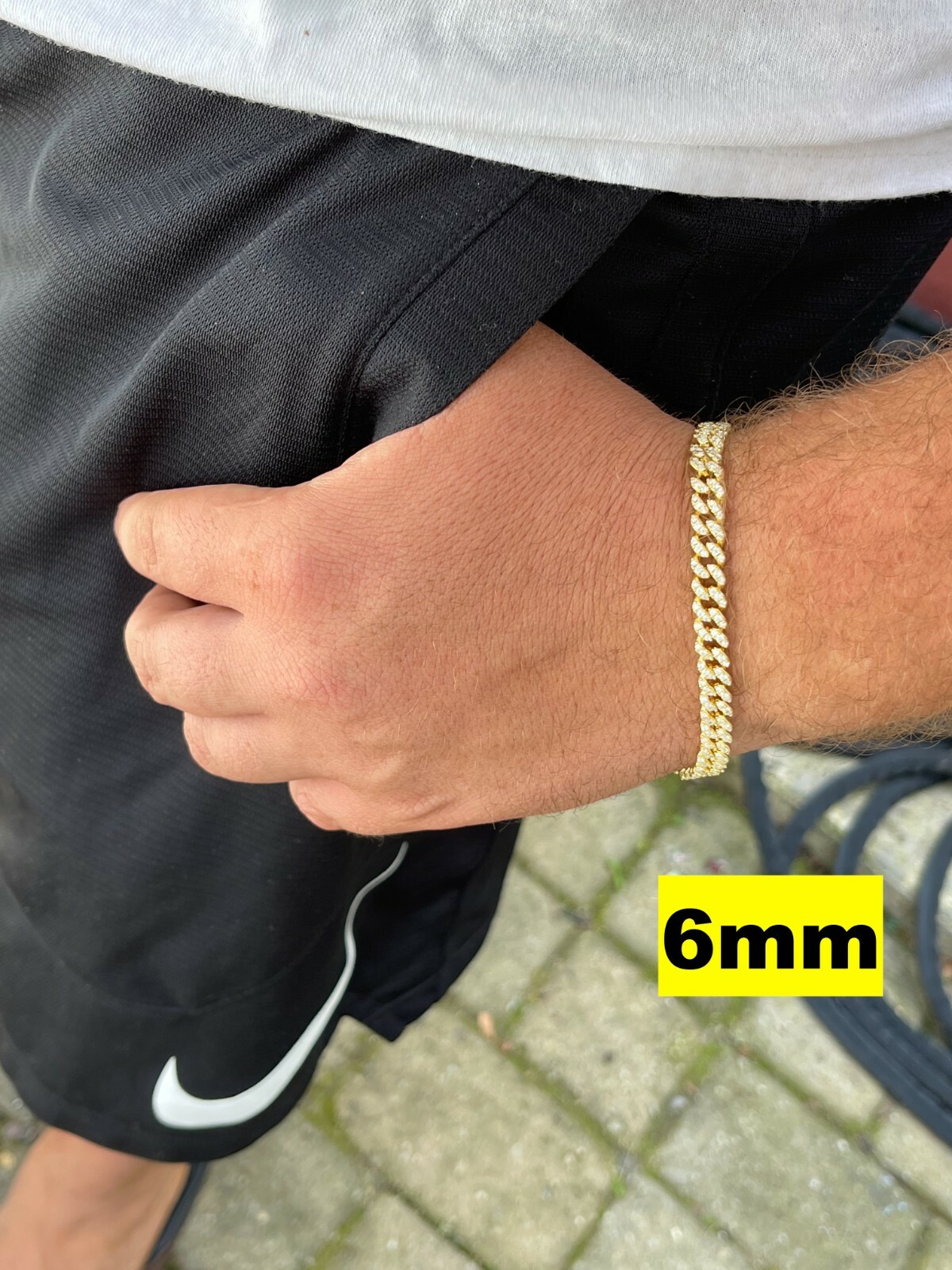Real Miami Cuban Link Bracelet MOISSANITE 14k Gold Plated 925 Sterling Silver