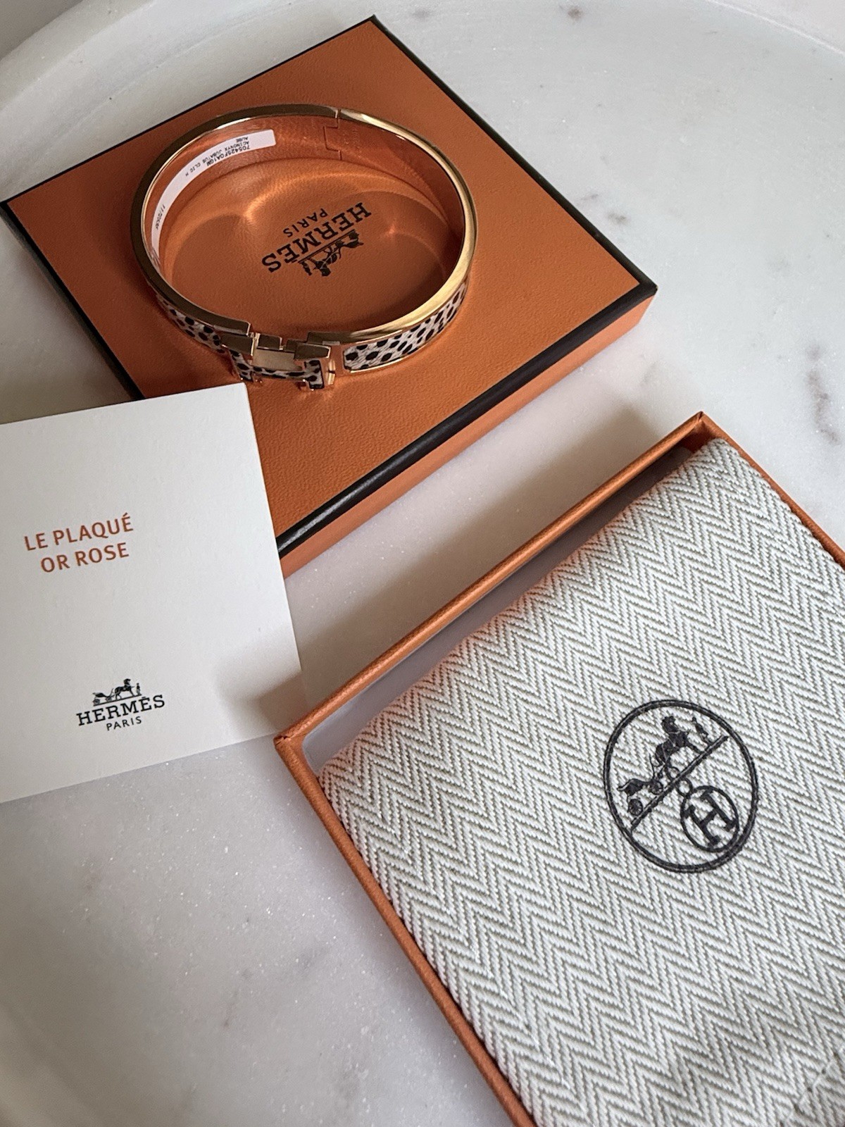 NEW Hermes Clic H Clic H Jubatus Cheetah bracelet Bangle GM Size Rose Gold Hw