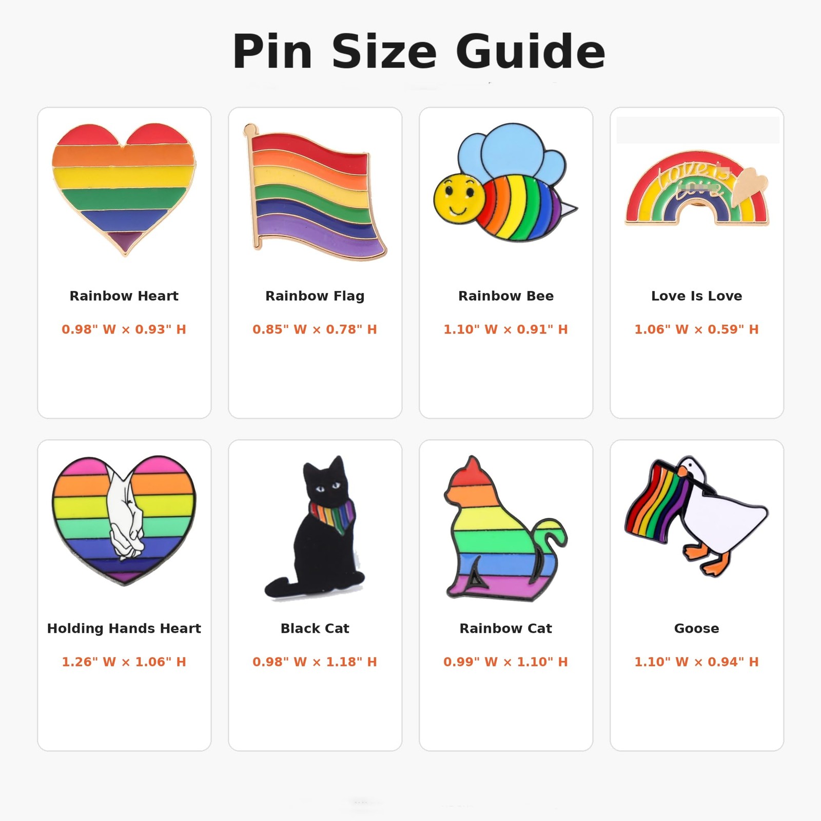8 Pack Rainbow Enamel Pins Set, Cute Pride Lapel Pins with 2 Spare Pin Backs,…