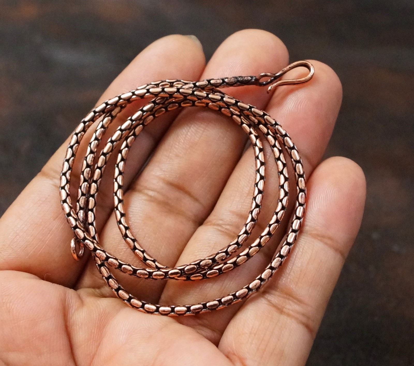 Solid Copper Chain Necklace 20 to 30 Inch Length – Eco-Friendly Pendant (CH-03