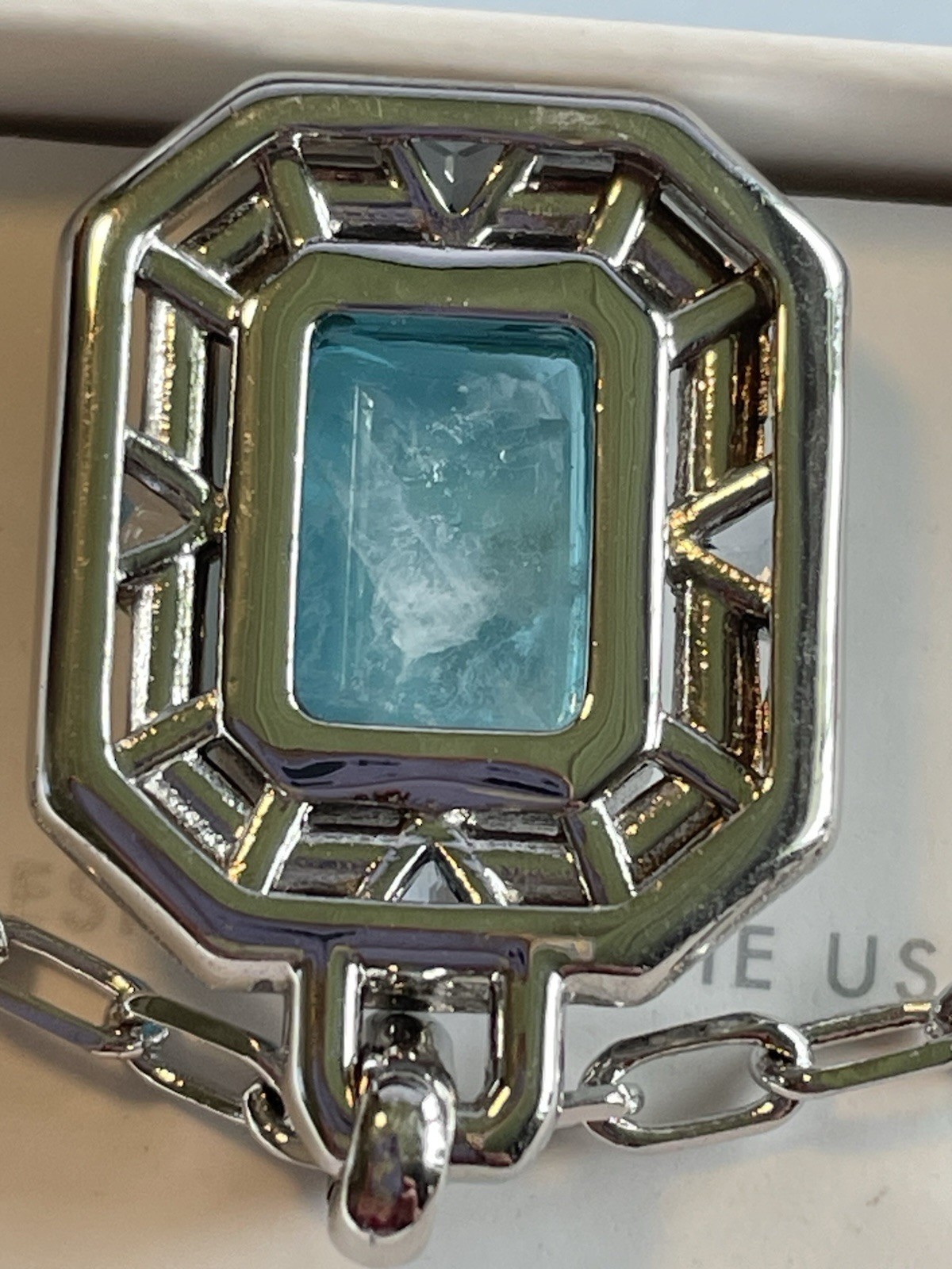 Bomb Party Necklace NK65170 LC Light Blue Quartz Rhodium Plating 18+2.5 Extender