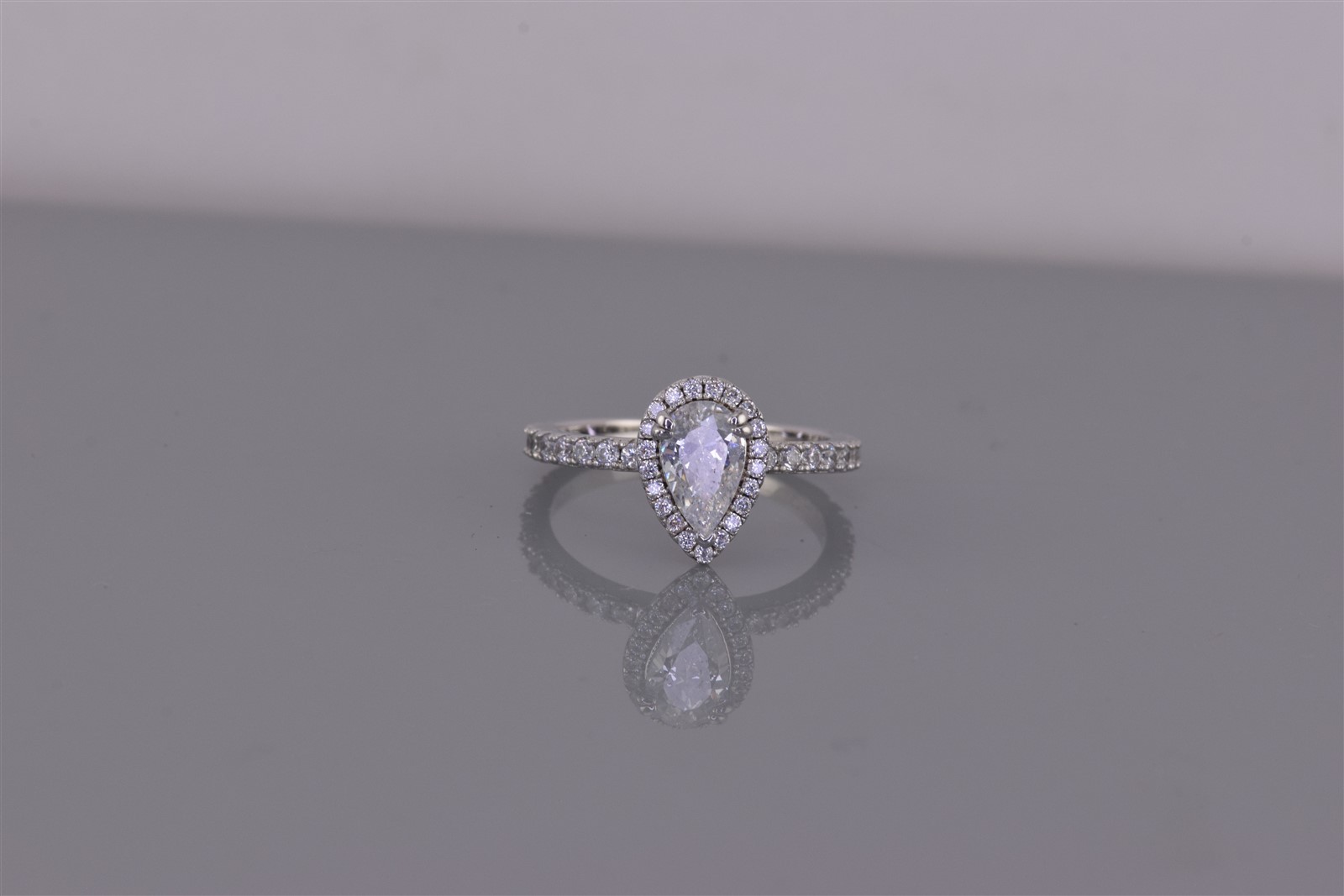 Sterling Silver Pear Cut Cubic Zirconia Halo Accented Band Ring 925 Sz: 6