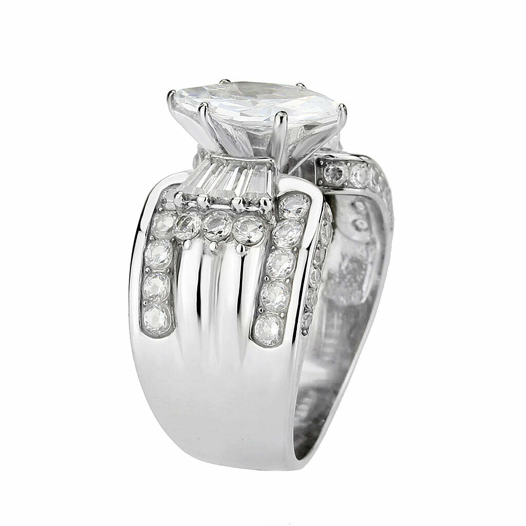 TK3777 – High polished (no plating) Stainless Steel Ring with AAA Grade CZ in