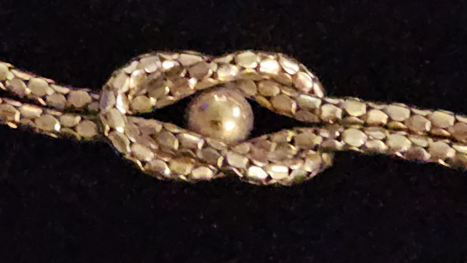Statement Necklace-Bigney “Love Knot” snakechain necklace 1/20 12k gf. Vintage.