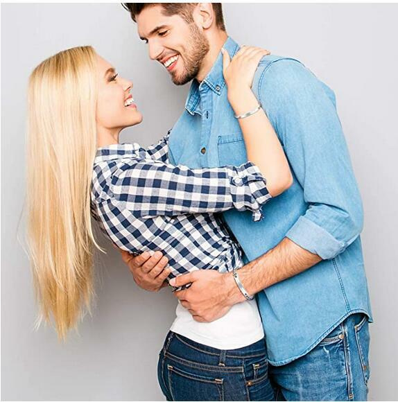 2x His & Her Stainless Steel Always & Forever Love Matching Couple Bracelet Gift