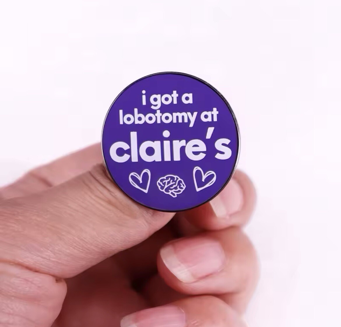 Claire’s Lobotomy Style Pin Rubber Pin Backer Claire’s Funny Brooch Enamel Pin