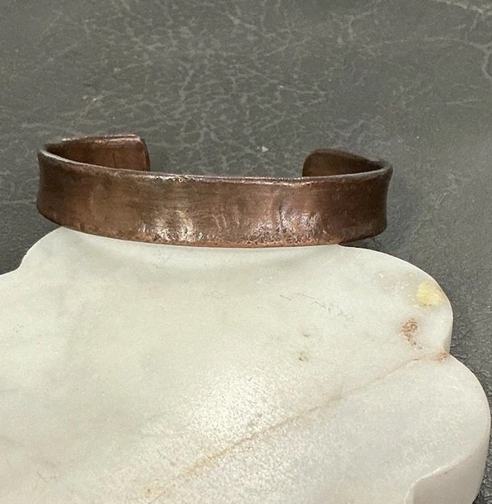100% Pure Copper Handmade Cuff Bracelet Men’s Hammered Concrete Finish