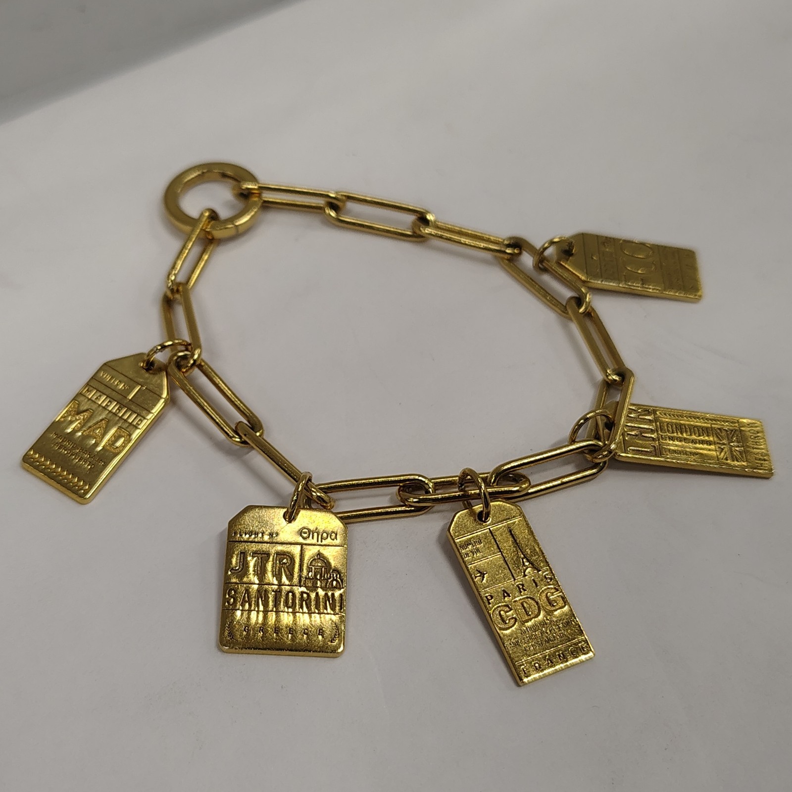 Jet Set Candy JSC 925 Gold Vermeil The Daily 360 Luggage Tag Charm Bracelet 25g