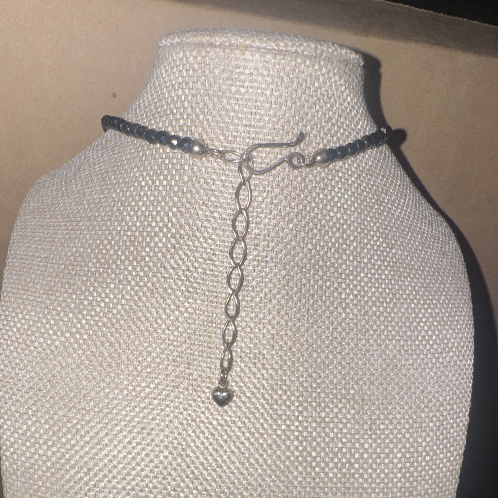 Blue Lapis Beaded Necklace Black Spinel Chain 17 in with 3 in extender