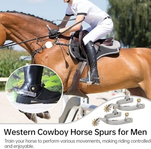 Western Cowboy Spurs, Paired with 6 Holes Spurs Belt, Western Cowboy Spurs