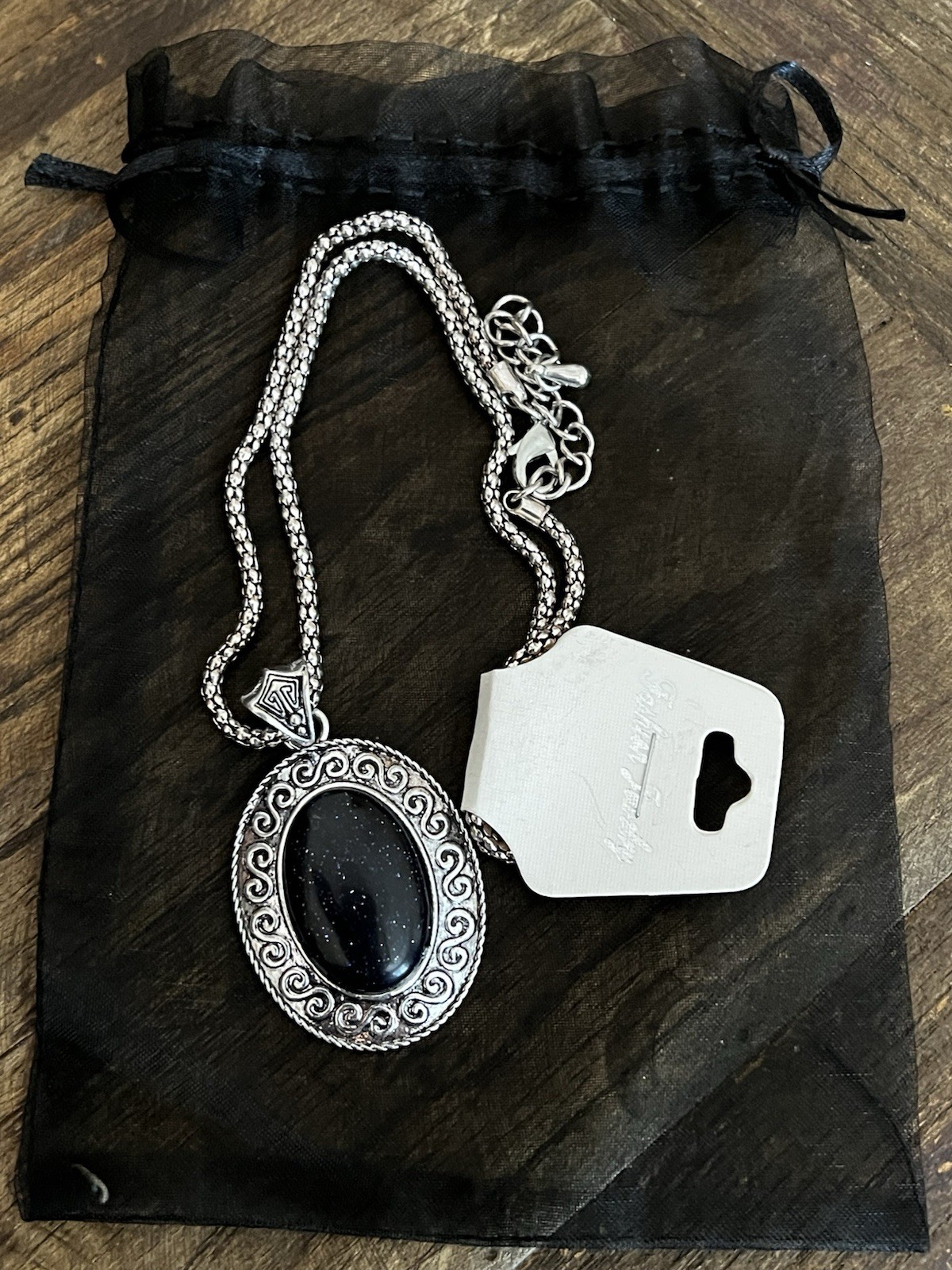 18“ Black Sunstone Necklace With 2.5“ Extender NWT
