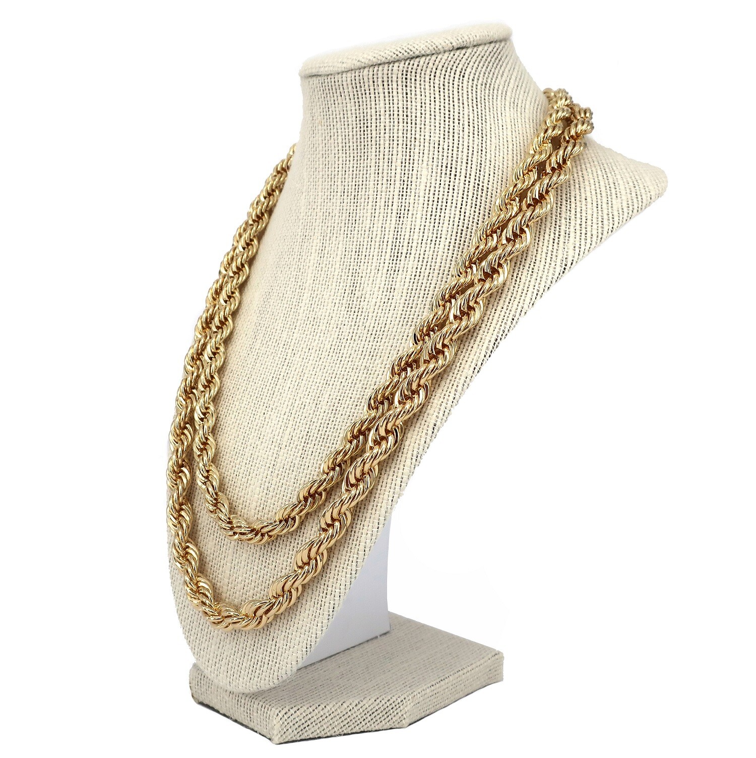Men’s Rope Chain Necklace 8mm & 9mm 14k Gold Plated 20″, 22″, 24″, 26″ 30″ inch
