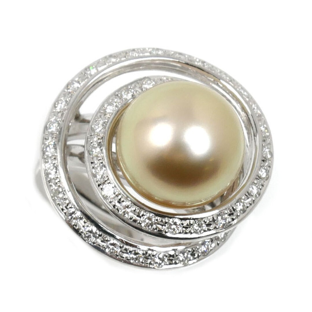 TASAKI Pt900 Platinum Ring South Sea Pearl Approx. 12.0mm Diamond Used KOER-0