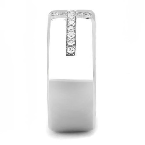 TK3225 – High polished (no plating) Stainless Steel Ring with AAA Grade CZ in Cl