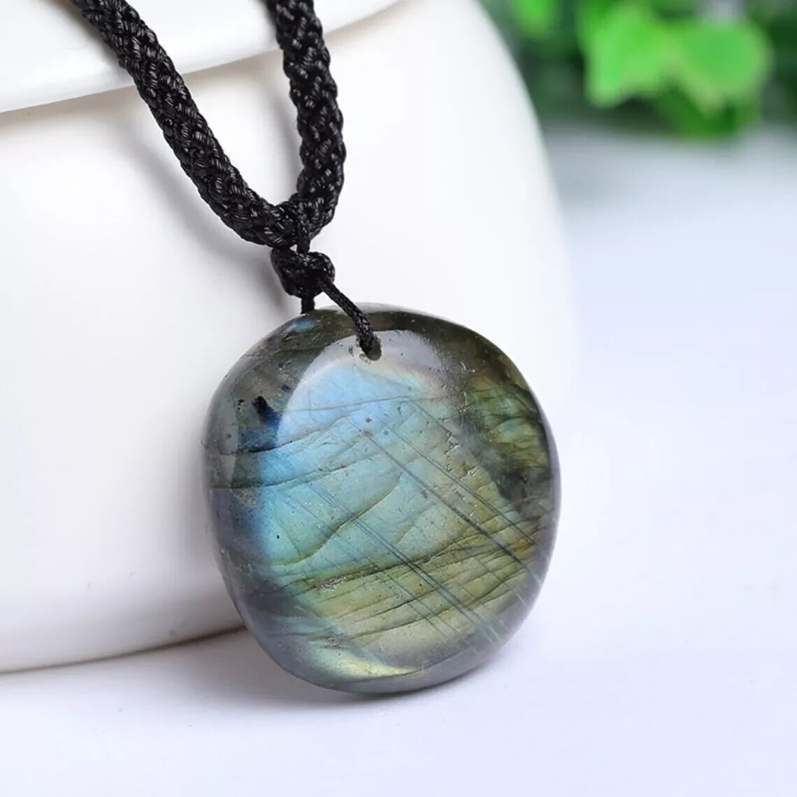 Natural Labradorite Stone Pendant Necklace Healing Reiki Amulet Necklace Gift