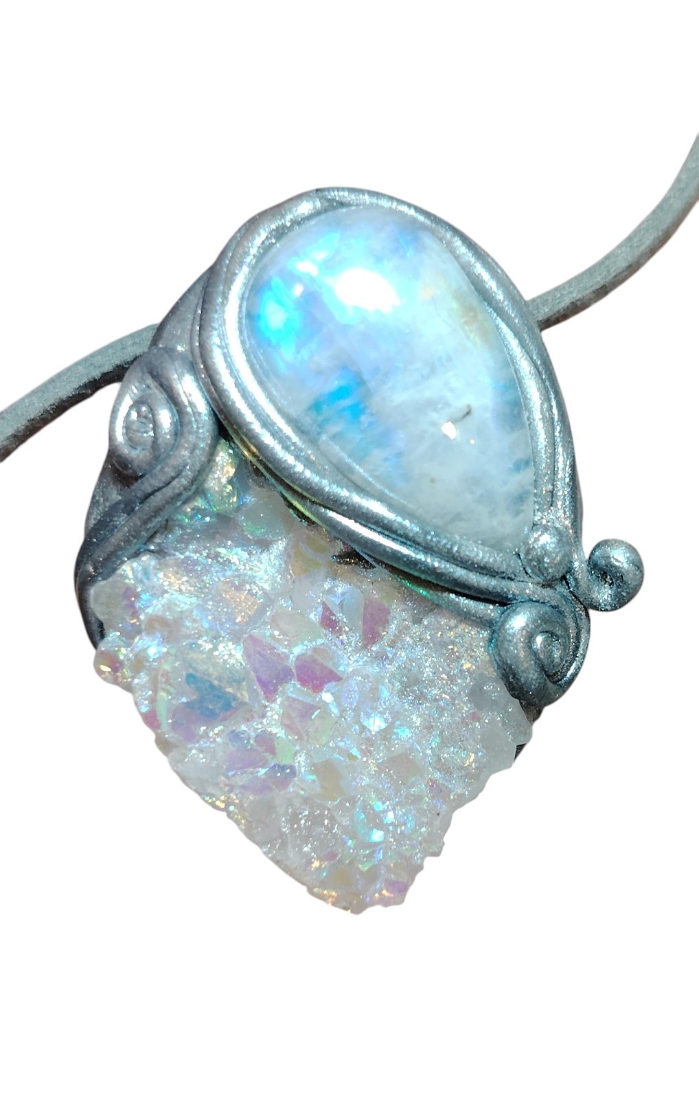 Pleiades Starseed Origins Necklace Angel Aura Quartz Moonstone Pleiadean Jewelry