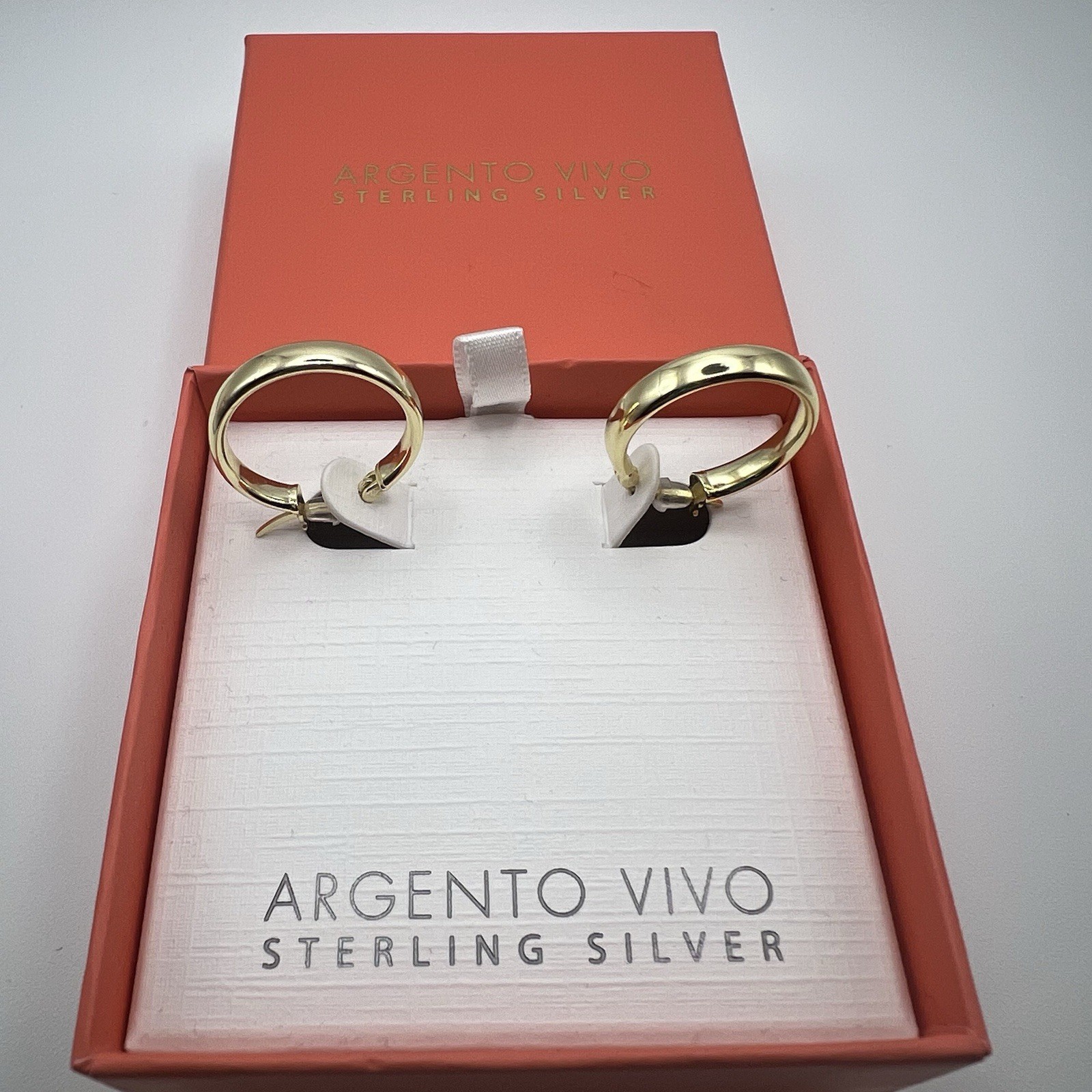 Argento Vivo Hoop Earrings Sterling Silver Color Gold 0.7 “