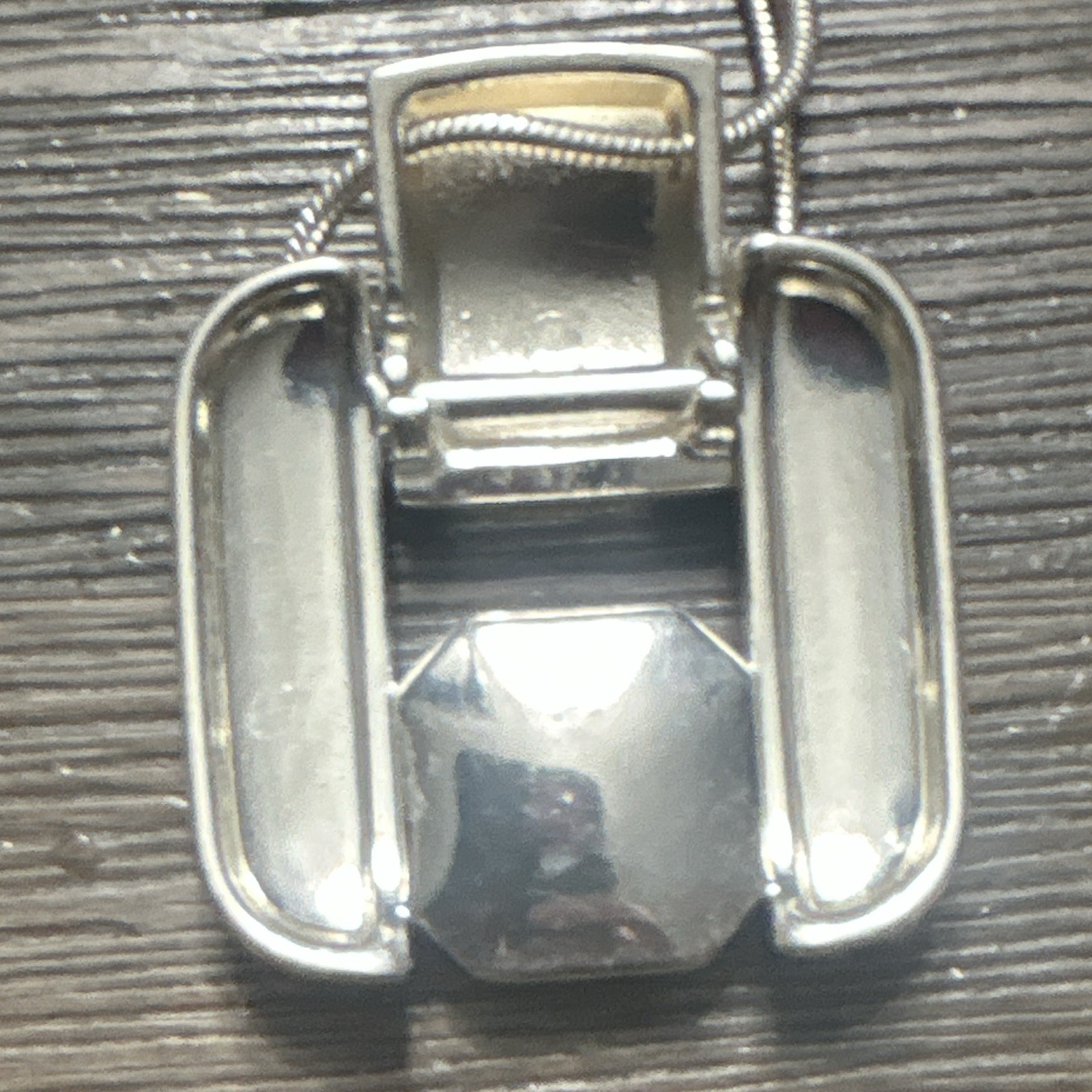 White House Black Market Silver Tone Chain Necklace Square Crystal Signed