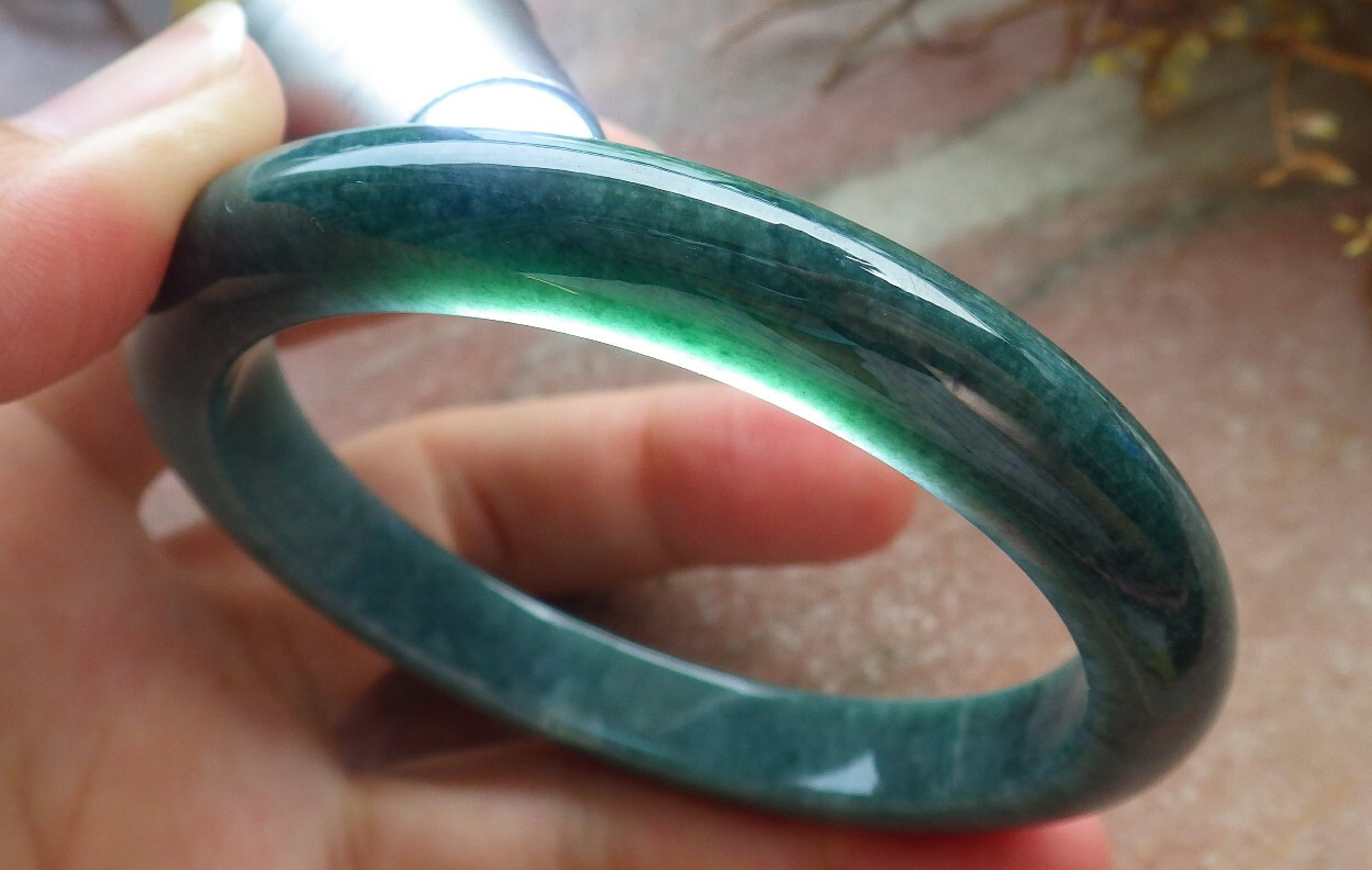 Certified Green Burma Natural A JADE Jadeite Bangle Bracelet 57mm 手镯 608689 AS